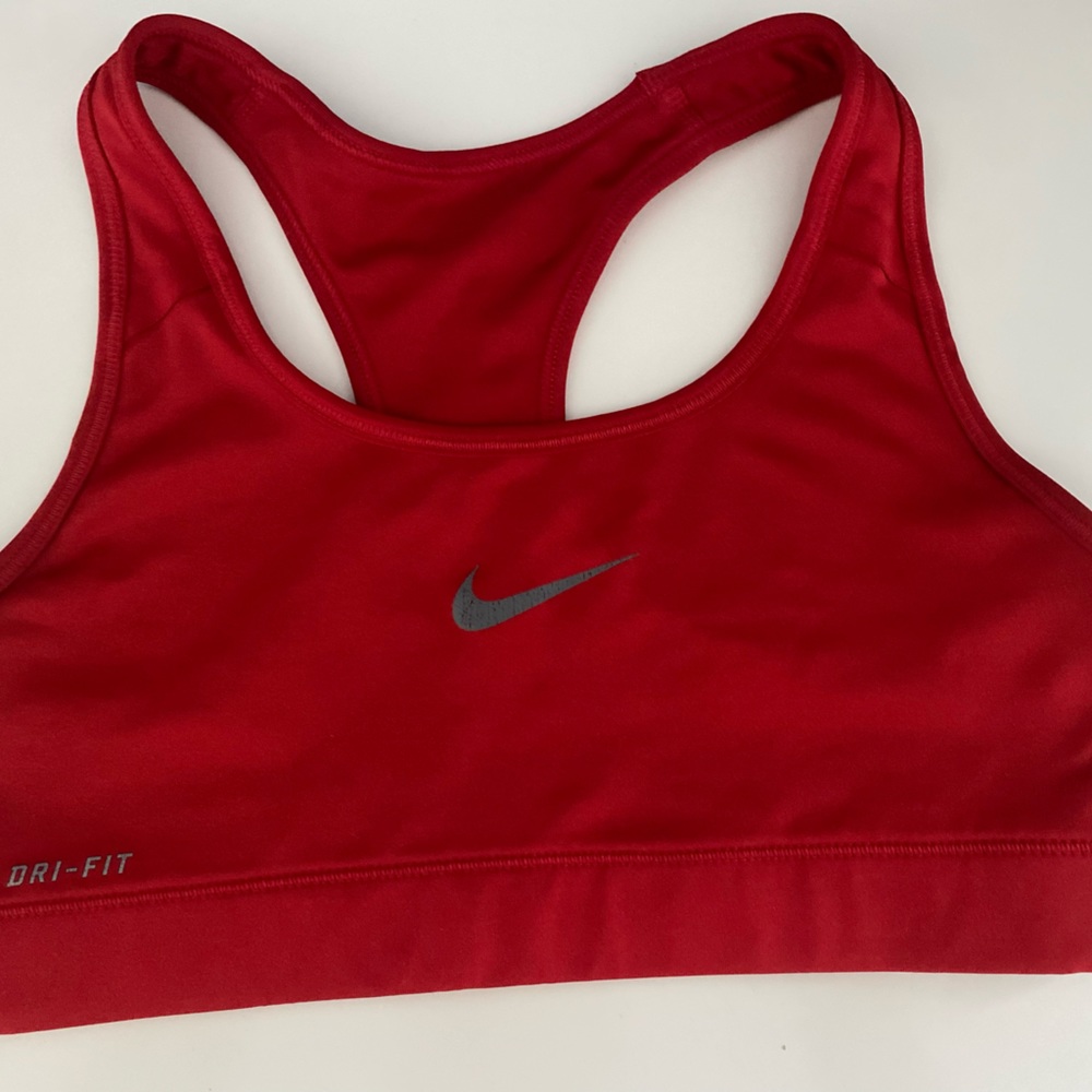 Red Nike sports bra.